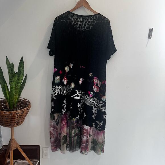 Alembika Adaline Floral Tiered Maxi Dress Size (2) Medium Oversized Artsy Lace - Picture 3 of 11